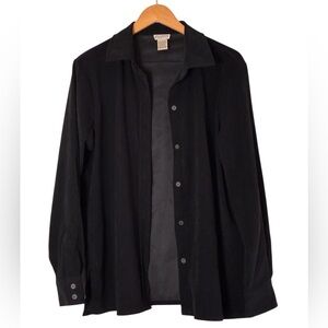 Allison Taylor | Vintage black stretch throw on button front long sleeve shirt